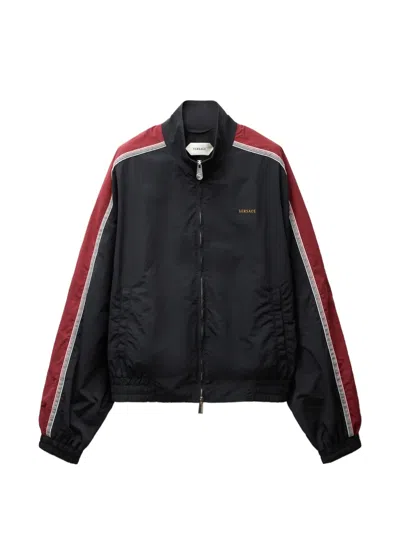 Versace Logo-motif Greca-detail Jacket In Black