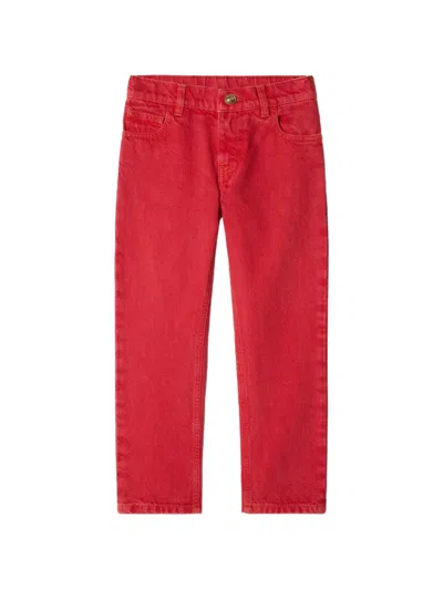 Versace Kids' Logo-patch Jeans In Red