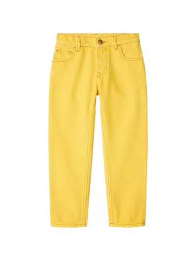Versace Kids' Logo-patch Jeans In Yellow