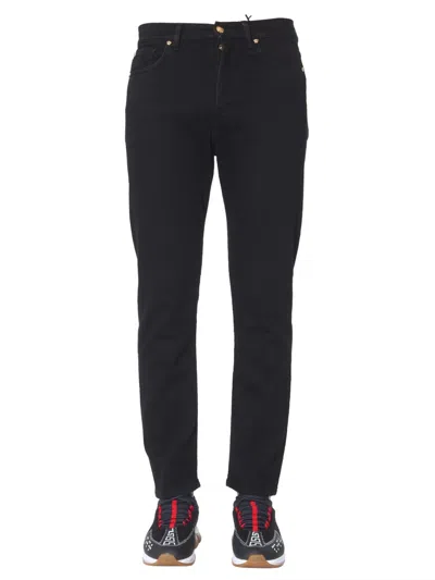 Versace Logo-patch Slim-fit Jeans In Multi