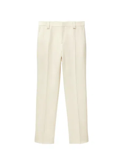 Versace Logo-patch Tailored Trousers In Gold