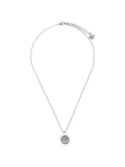 Versace Logo-pendant Necklace In Silver