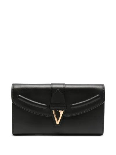 Pre-owned Versace Logo-plaque Chain-strap Clutch Bag In Black