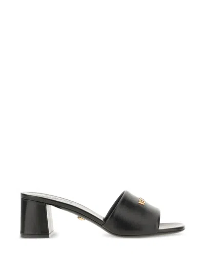 Versace Logo-plaque Sandals In Black