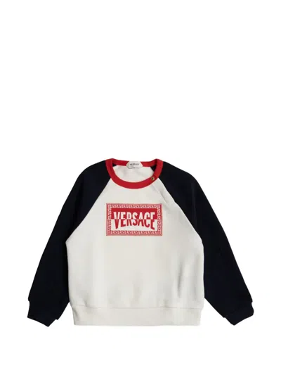 Versace Babies' Logo-print Raglan-sleeve Sweatshirt In White