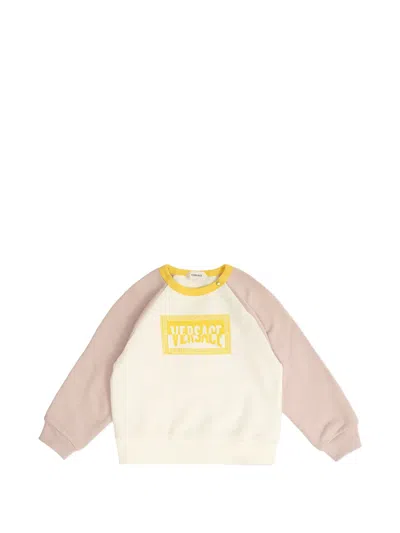 Versace Babies' Logo-print Sweatshirt In Neutral