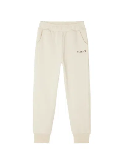 Versace Kids' Logo-print Track Pants In Neutral