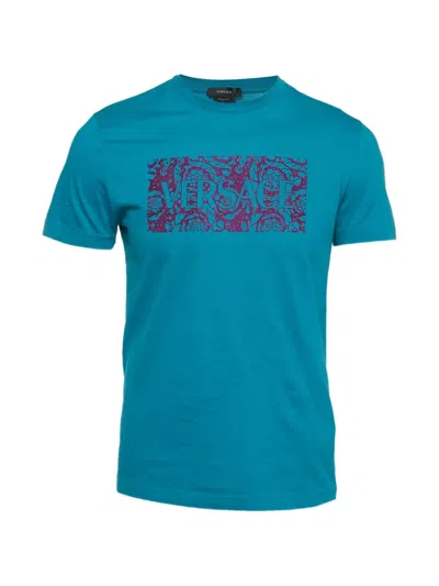 Pre-owned Versace Logo-print T-shirt In Blue