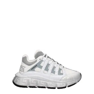 Versace Logo-trim Leather Athletic Sneaker In White