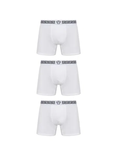 Versace Logo-waistband Briefs (set Of Three) In White