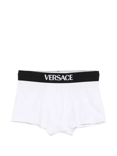 Versace Logo-waistband Briefs (set Of Two) In White