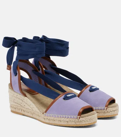 Versace Lola Suede Espadrille Wedges In Purple