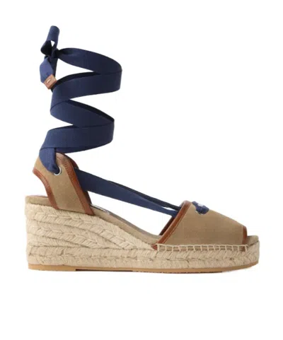 Versace Lola Suede Wedge Sandals 65 Mm In Multi