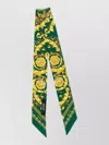 Versace Long Bandeau Scarf Barocco Floral Pattern In Green