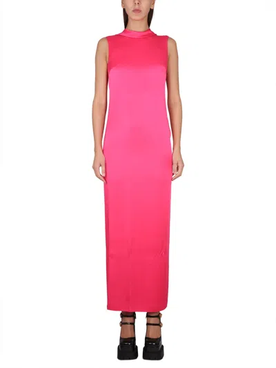 Versace Cow Long Dress In Pink