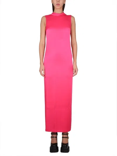 Versace Cow Long Dress In Pink