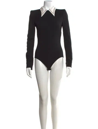 Pre-owned Versace Long Sleeve Bodysuit In Black