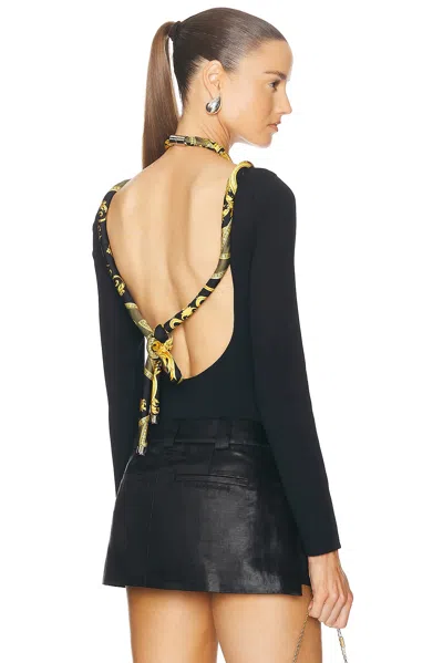 Versace Long Sleeve Bodysuit In Nero