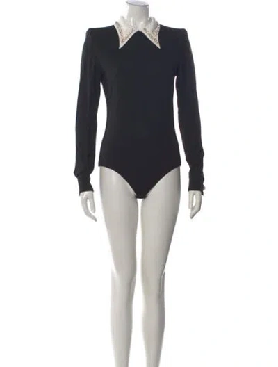 Pre-owned Versace Long Sleeve Bodysuit W/ Tags In Black