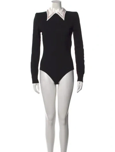 Pre-owned Versace Long Sleeve Bodysuit W/ Tags In Black