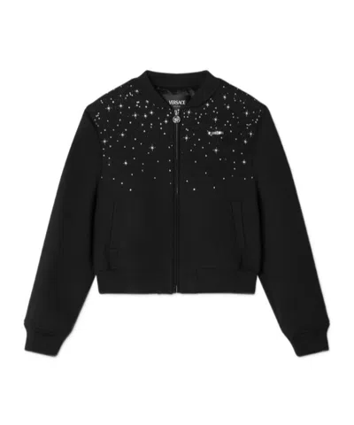 Versace Long Sleeve Bomber Jacket In Black
