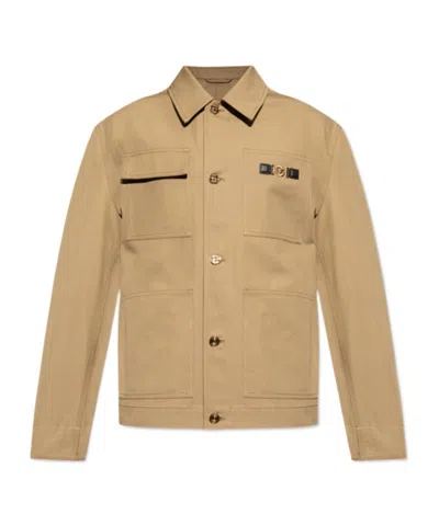 Versace Long Sleeve Casual Jacket In Brown