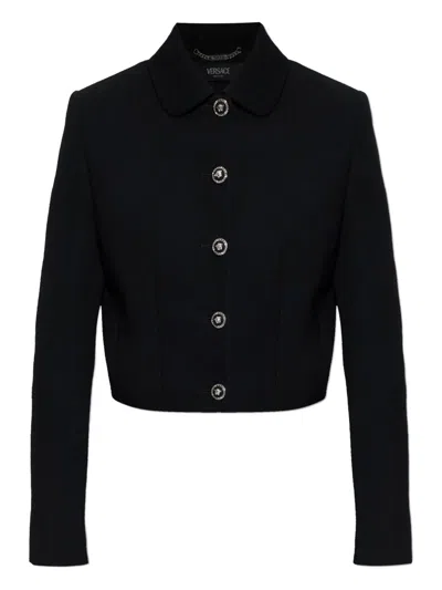 Versace Long-sleeve Buttoned Jacket In Black