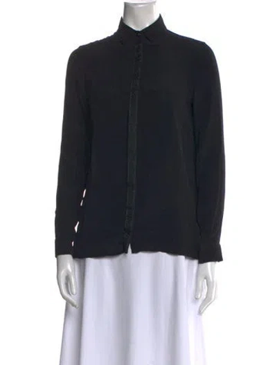 Pre-owned Versace Long Sleeve Button-up Top In Black