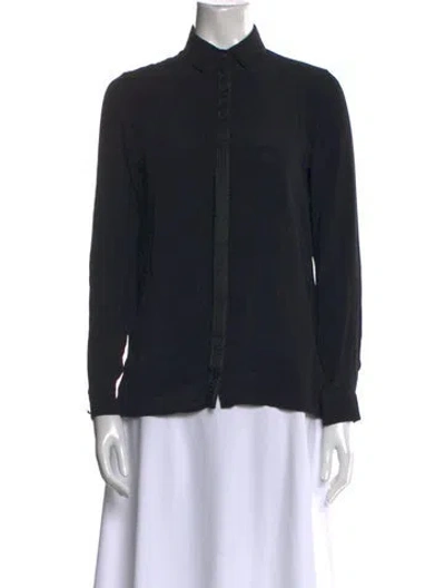 Pre-owned Versace Long Sleeve Button-up Top In Black