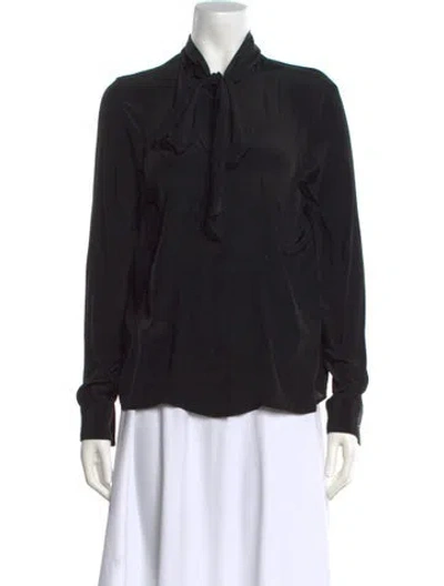 Pre-owned Versace Long Sleeve Button-up Top In Black