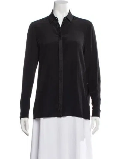 Pre-owned Versace Long Sleeve Button-up Top In Black