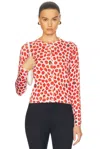 Versace Strawberry Garden Print Cardigan In White & Red