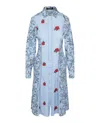Versace Long Sleeve Collared Dress Woman Midi Dress Blue Size 10 Cotton In Blue