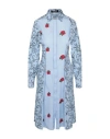 Versace Long Sleeve Collared Dress Woman Midi Dress Blue Size 10 Cotton In Blue