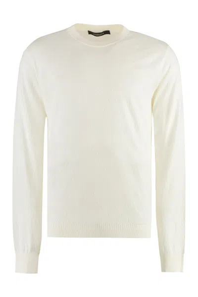 Versace Long Sleeve Cotton Blend T-shirt In Neutral