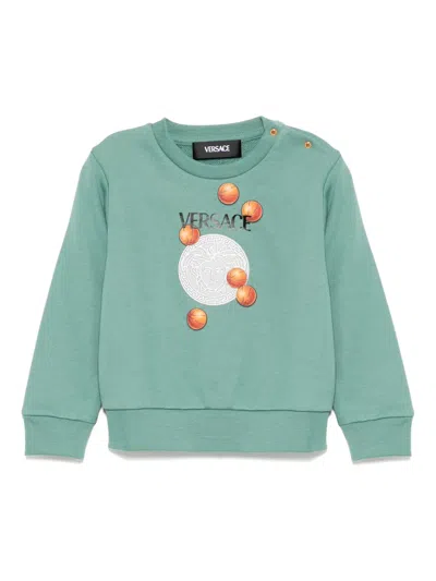 Versace Babies' Long Sleeve Cotton Sweatshirt In 绿色