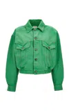 Versace Long-sleeve Denim Jacket In Green