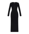 Versace Long Fitted Wool Dress With Gold-tone Button In Black