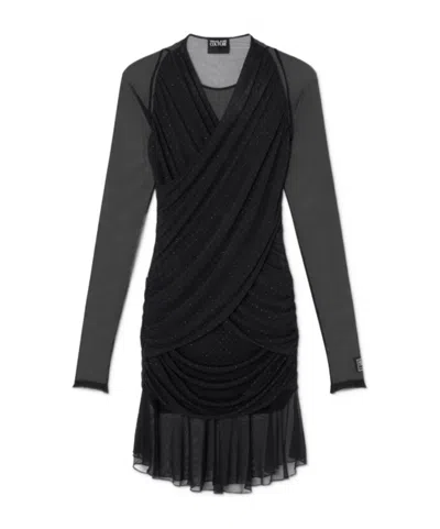 Versace Long Sleeve Dress In Black