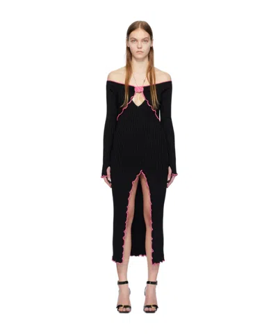 Versace Long Sleeve Dress In Black