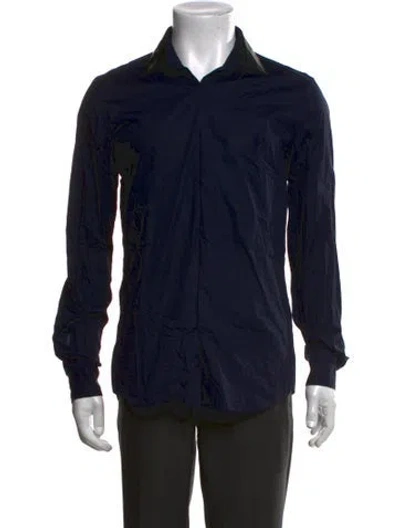 Pre-owned Versace Long Sleeve Dress Shirt In Blue