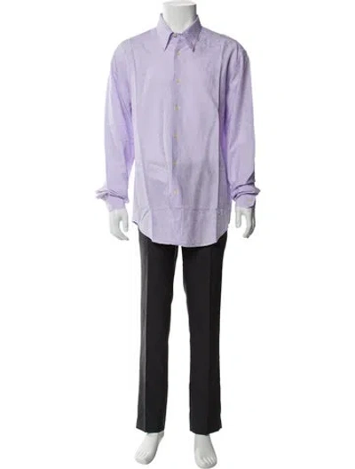 Pre-owned Versace Long Sleeve Dress Shirt In Purple
