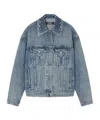 Versace Barocco Embossed Denim Jacket In Gray