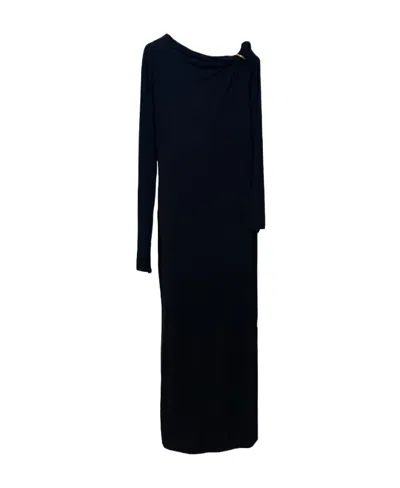Versace Opaque Viscose Jersey Knotted Midi Dress In Black