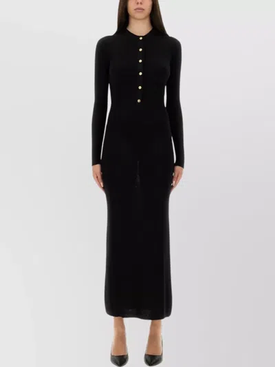 VERSACE LONG SLEEVE RIBBED DRESS BUTTON FRONT