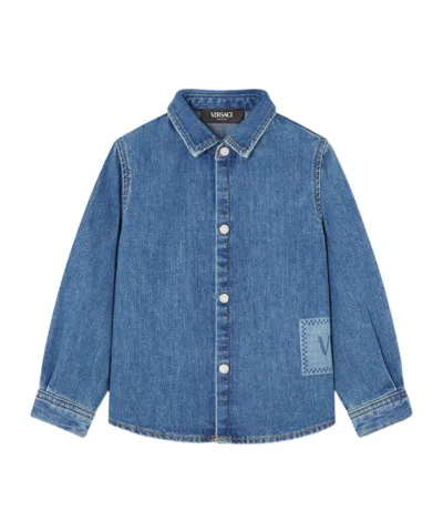 Versace Long Sleeve Shirt In Blue