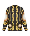 Versace Cameo Silk Long-sleeved Shirt In Black