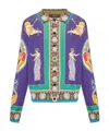 Versace Hall Of Statues Silk Cardigan In Purple