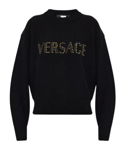 Versace Long Sleeve Sweater In Black