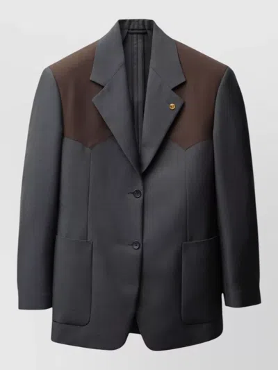 Versace Long Sleeve Two Tone Blazer Jacket In Black